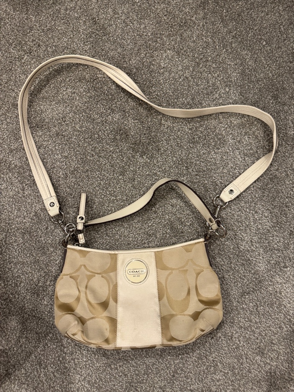 Coach Beige/Tan Signature Jacquard Crossbody Bag